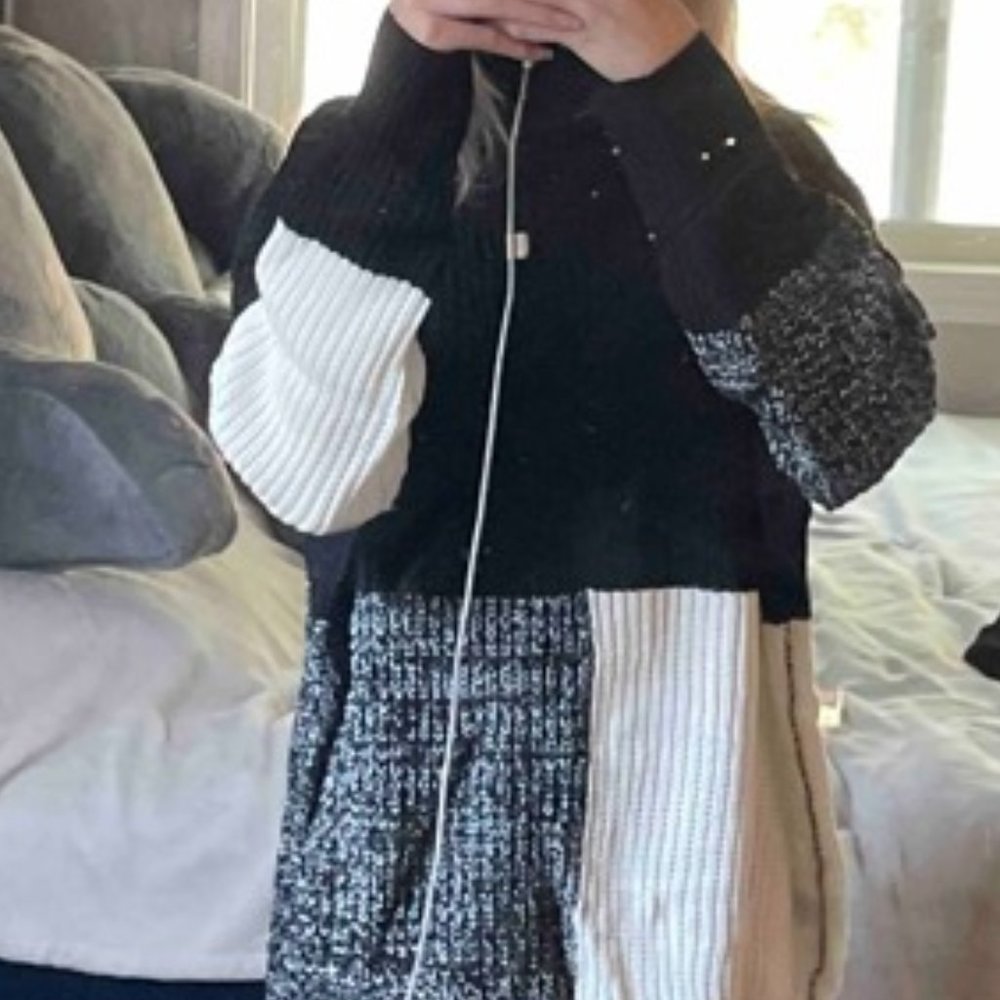 Casual Colorblock Turtleneck Oversized Sweater - Picture 8 of 8